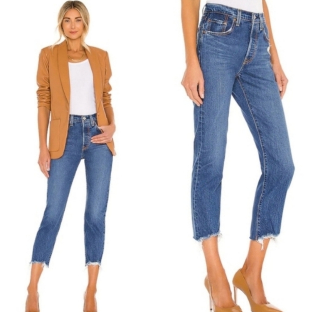 Levi's 501 Crop High Rise Jeans Charleston Fun Straight Leg